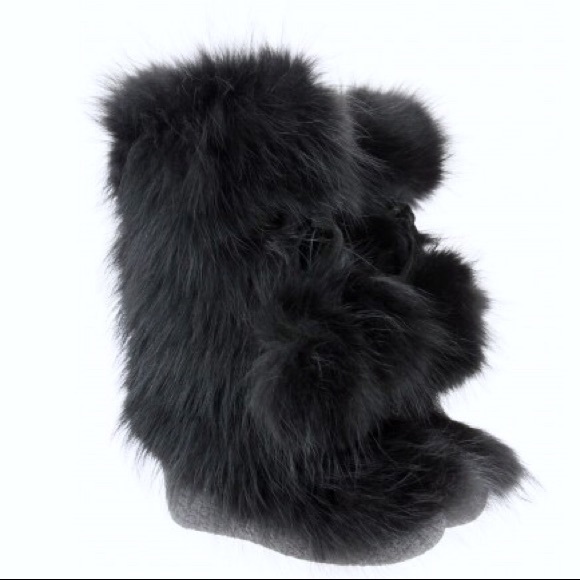 Diavolezza Nero Shoes - DIAVOLEZZA Nero Genuine Black Fox Fur Boots, New